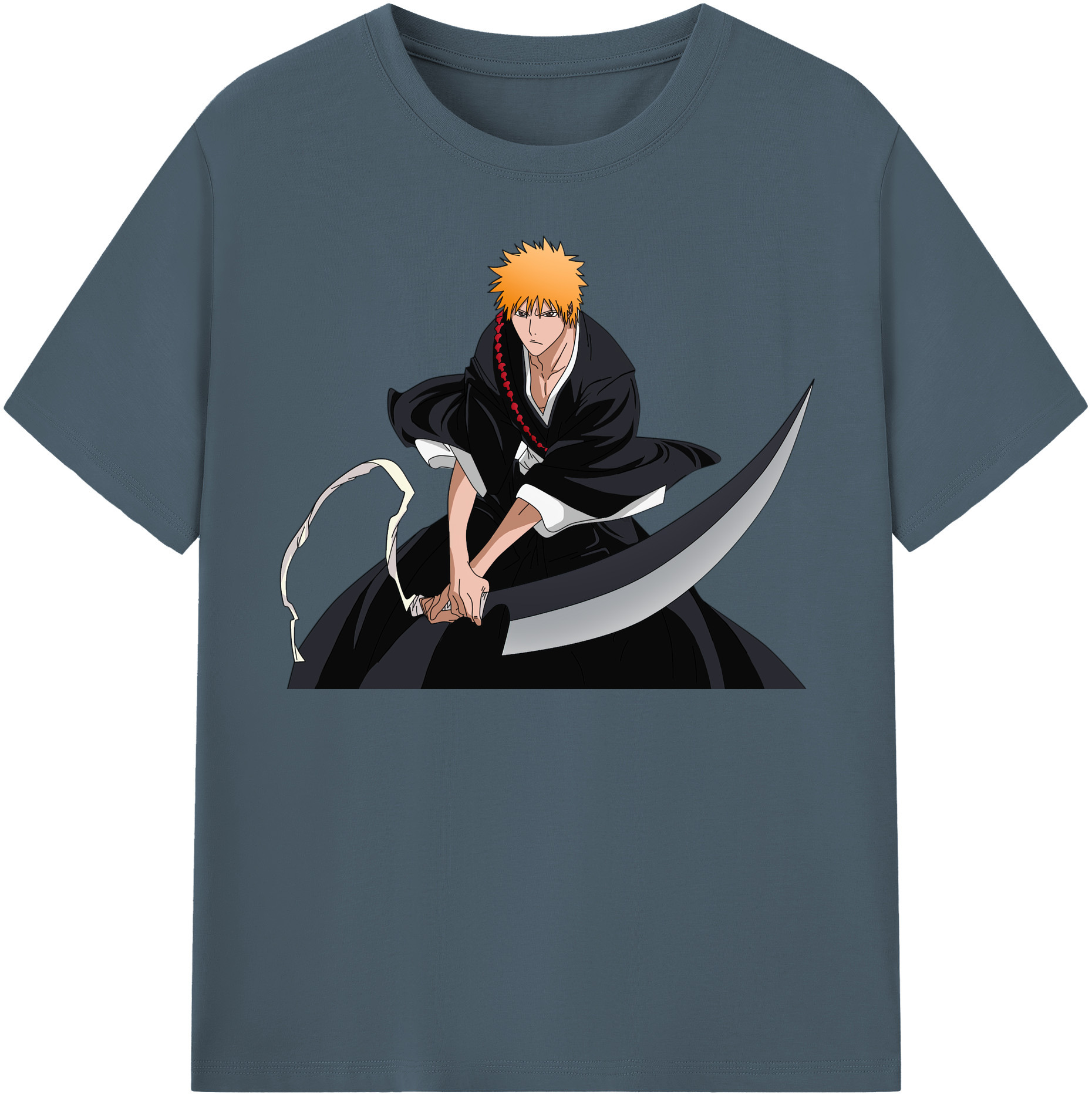 （画像用） ブリーチ 黒崎一護（くろさき いちご）BLEACH Kurosaki Ichigo 綿100％半袖Tシャツ（フロントプリント）